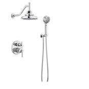 Brizo Invari Pressure Balanced Shower System with Shower Head and Hand Shower Less Handles - Rough-in Valve Included Chrome