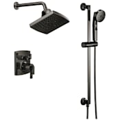 Brizo Kintsu Thermostatic Shower System with Shower Head and Hand Shower Less Handles - Rough-in Valve Included Brilliance Black Onyx