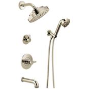 Brizo Litze Pressure Balanced Tub and Shower System with Shower Head and Hand Shower Less Handles - Rough-in Valve Included Brilliance Polished Nickel
