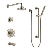 Brizo Odin Thermostatic Tub and Shower System with Shower Head and Hand Shower Less Handles - Rough-in Valve Included Brilliance Brushed Nickel