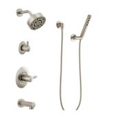 Brizo Odin Pressure Balanced Tub and Shower System with Shower Head and Hand Shower Less Handles - Rough-in Valve Included Brilliance Brushed Nickel