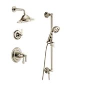 Brizo Rook Thermostatic Shower System with Shower Head and Hand Shower - Rough-in Valve Included Brilliance Polished Nickel