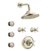 Brizo Sensori Custom Thermostatic Shower System with Showerhead, Volume Controls, and Body Sprays - Valves Included Brilliance Polished Nickel