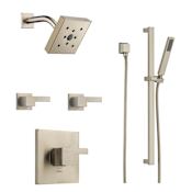 Brizo Sensori Custom Thermostatic Shower System with Showerhead, Volume Controls, and Hand Shower - Valves Included Brilliance Brushed Nickel