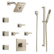 Brizo Sensori Custom Thermostatic Shower System with Showerhead, Volume Controls, Body Sprays, and Hand Shower - Valves Included Brilliance Brushed Nickel