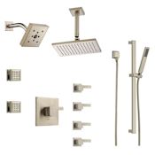 Brizo Sensori Custom Thermostatic Shower System with Wall and Ceiling Showerhead, Volume Controls, Body Sprays, and Hand Shower - Valves Included Brilliance Brushed Nickel