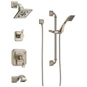 Brizo Virage Thermostatic Tub and Shower System with Shower Head and Hand Shower - Rough-in Valve Included Brilliance Brushed Nickel
