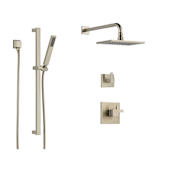 Brizo Thermostatic Shower System with Rain Shower Head, Hand Shower with Slide Bar, and 3 Function Diverter from the Siderna Collection Brilliance Brushed Nickel