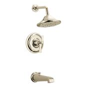 Brizo Rook Thermostatic Tub and Shower Trim Package with Multi-Function H2Okinetic Shower Head, Volume Control, and TempAssure Technology - Less Valve Brilliance Polished Nickel