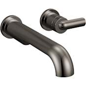 Brizo Roccesco 1.2 GPM Wall Mounted Widespread Bathroom Faucet Less Rough In, Handle and Drain Assembly Brilliance Black Onyx