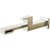 Brizo Frank Lloyd Wright 1.2 GPM Wall Mounted Single Handle Bathroom Faucet with Side Spout Laminar Flow - Less Rough-in and Drain Assembly Brilliance Polished Nickel