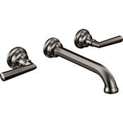Brizo Beauclere 1.2 GPM Wall Mounted Widespread Bathroom Faucet - Less Drain, Handles and Rough In Brilliance Black Onyx
