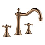 Brizo Deck Mounted Roman Tub Filler Double Handle with Metal Cross Handles from the Tresa Collection Brilliance Brushed Bronze