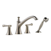 Brizo Deck Mounted Roman Tub Filler Double Handle with Hand Shower Less Handles from the Baliza Collection Brilliance Brushed Nickel