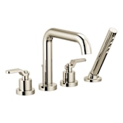 Brizo Litze Deck Mounted Roman Tub Filler with Built-In Diverter and Hand Shower - Less Rough In Brilliance Polished Nickel