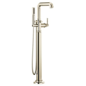 Brizo Invari Floor Mounted Tub Filler with Integrated Diverter and Hand Shower - Less Handles and Rough-In Brilliance Polished Nickel