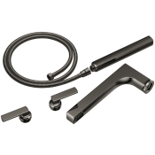 Brizo Kintsu Two Handle Tub Filler Trim Kit with Hand Shower and Lever Handles - Less Body Assembly and Union Brilliance Black Onyx