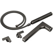 Brizo Kintsu Two Handle Tub Filler Trim Kit with Hand Shower and Cross Handles - Less Body Assembly and Union Brilliance Black Onyx