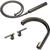 Brizo Roccesco Two Handle Tub Filler Trim Kit with Hand Shower and Lever Handles - Less Body Assembly and Union Brilliance Black Onyx