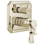 Brizo Virage Thermostatic Valve Trim with Integrated Volume Control and 3 Function Diverter for Two Shower Applications - Less Rough-In Brilliance Polished Nickel