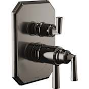 Brizo Beauclere Thermostatic Valve Trim with Integrated Volume Control and 3 Function Diverter for Two Shower Applications - Less Rough-In Brilliance Black Onyx