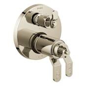 Brizo Litze Thermostatic Valve Trim with Integrated Volume Control and 6 Function Diverter for Three Shower Applications - Less Rough-In Brilliance Polished Nickel
