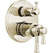 Brizo Atavis Thermostatic Valve Trim with Integrated Volume Control and 6 Function Diverter for Three Shower Applications - Less Rough-In Brilliance Polished Nickel