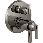 Brizo Levoir Thermostatic Valve Trim with Integrated Volume Control and 6 Function Diverter for Three Shower Applications - Less Rough-In Brilliance Black Onyx