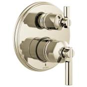 Brizo Invari Pressure Balanced Valve Trim with Integrated 6 Function Diverter for Three Shower Applications - Less Rough-In and Handles Brilliance Polished Nickel