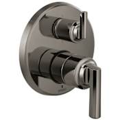 Brizo Levoir Pressure Balanced Valve Trim with Integrated 6 Function Diverter for Three Shower Applications - Less Rough-In and Handles Brilliance Black Onyx