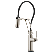 Brizo Litze 1.8 GPM Pull-Down Kitchen Faucet with Dual Jointed Articulating Arm, Knurled Handle, Magnetic Docking Spray Head and On/Off Touch Activation Brilliance Stainless