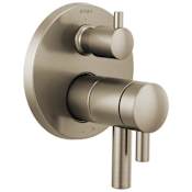 Brizo Odin Thermostatic Valve Trim with Integrated Volume Control and 3 Function Diverter for Two Shower Applications - Less Rough-In Brilliance Brushed Nickel