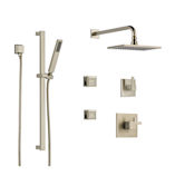 Brizo Thermostatic Shower System with Rain Shower Head, Hand Shower with Slide Bar, 6 Function Diverter, and 2 Body Sprays from the Siderna Collection Brilliance Brushed Nickel