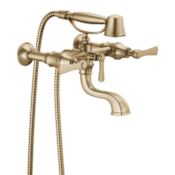 Brizo Rook Two Handle Tub Filler Trim Kit with Hand Shower - Less Body Assembly and Union Luxe Gold