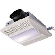 Broan Lo-Profile DC 50 - 100 CFM 0.4, 0.9, 1.2 Sone Ceiling / Wall Mounted Energy Star Certified Bath Fan with LED Lighting White