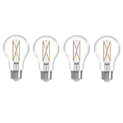Bulbrite Pack of (4) 7.6 Watt Dimmable A19 Medium (E26) LED Bulbs- 800 Lumens, 2700K, and 80CRI Clear