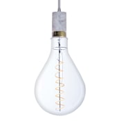 Bulbrite Grand & Pendant 6" Wide LED Mini Pendant with 13" Clear Glass Pear Shaped Bulb Included White / White Fabric Braided Cord