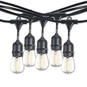 Bulbrite 14' Long 10 Light White LED String Light Black / Clear Vintage
