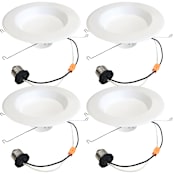 Bulbrite Pack of (4) Canless Recessed Fixtures with 5" Reflector Trim - 4000K White