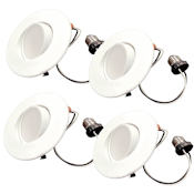 Bulbrite Pack of (4) Canless Recessed Fixtures with 7" Adjustable Trim - 2700K White