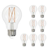 Bulbrite Pack of (8) 7 Watt Dimmable A19 Medium (E26) LED Bulbs - 800 Lumens, 3000K, and 80CRI Clear