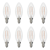 Bulbrite Pack of (8) 4 Watt Dimmable B11 Candelabra (E12) LED Bulbs - 350 Lumens, 3000K, and 80CRI Clear