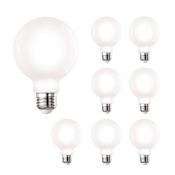 Bulbrite Pack of (8) 7 Watt Dimmable G25 Medium (E26) LED Bulbs - 800 Lumens, 4000K, and 80CRI Milky