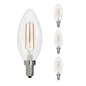 Bulbrite Pack of (4) 6.5 Watt Dimmable B11 Candelabra (E12) LED Bulbs- 750 Lumens, 4000K, and 90CRI Clear