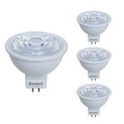 Bulbrite Pack of (4) 6.5 Watt Dimmable GU5.3 LED Bulbs- 500 Lumens, 3000K, and 90CRI White