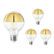 Bulbrite Pack of (4) 4.5 Watt Dimmable Medium (E26) LED Bulbs- 350 Lumens, 2700K, and 90CRI Half Gold