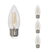 Bulbrite Pack of (4) 5.5 Watt Clear Dimmable B11 Medium (E26) LED Bulbs - 500 Lumens, 2700K, and 90CRI Clear