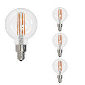Bulbrite Pack of (4) 4 Watt Vintage Edison Dimmable G16 Candelabra (E12) LED Bulbs - 350 Lumens, 3000K, and 90CRI Clear