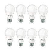 Bulbrite Pack of (8) 9 Watt Dimmable A19 Medium (E26) LED Bulbs- 800 Lumens, 3000K, and 90CRI Frost