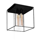 Buster + Punch Caged 4 Light 20" Wide Flush Mount Square Ceiling Fixture Black Marble